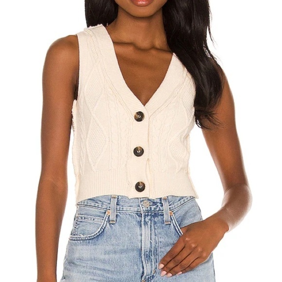 Free People Cropped Denson Cable Sweater Vest - Picture 3 of 12